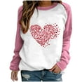 thumbnail image 2 of Heart Graphic Shirt Women Love Trendy Raglan Long Sleeve Tops Casual Loose Color Block Crew Neck Cute Pullover Fashion Valentines Day Outfits, 2 of 7