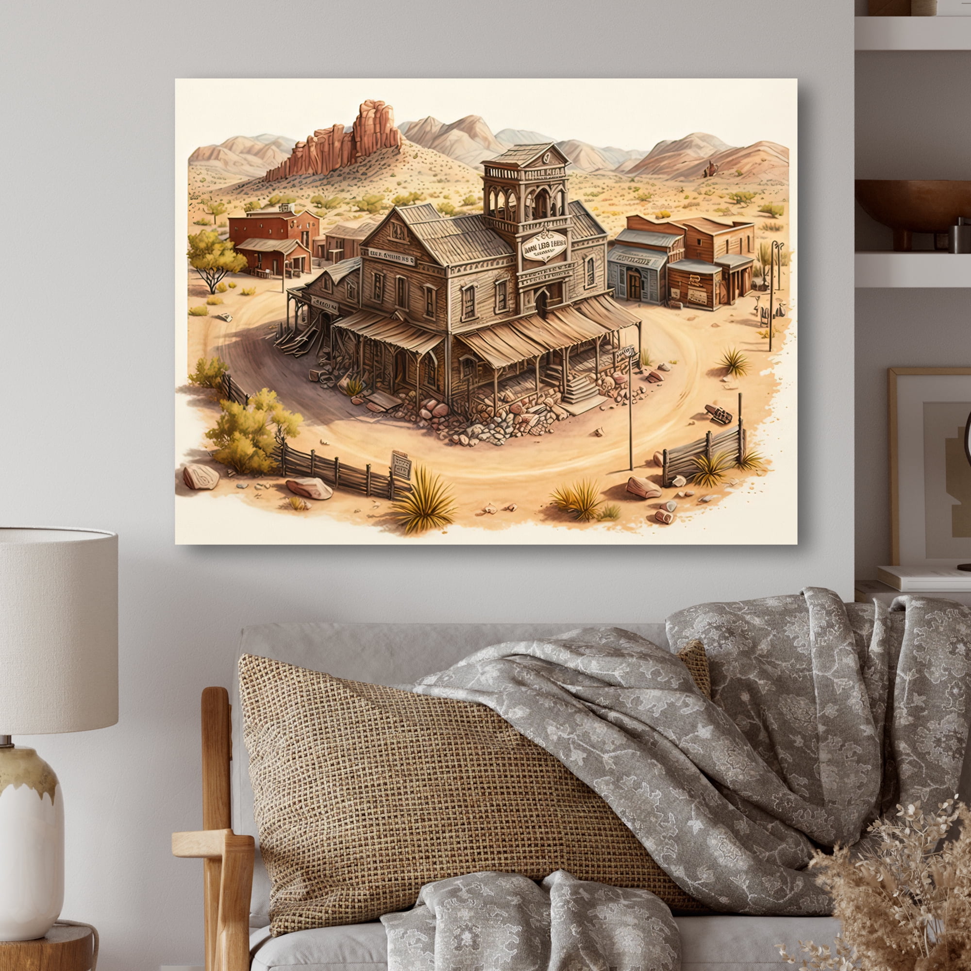 Designart Wild West Town I Canvas Wall Art