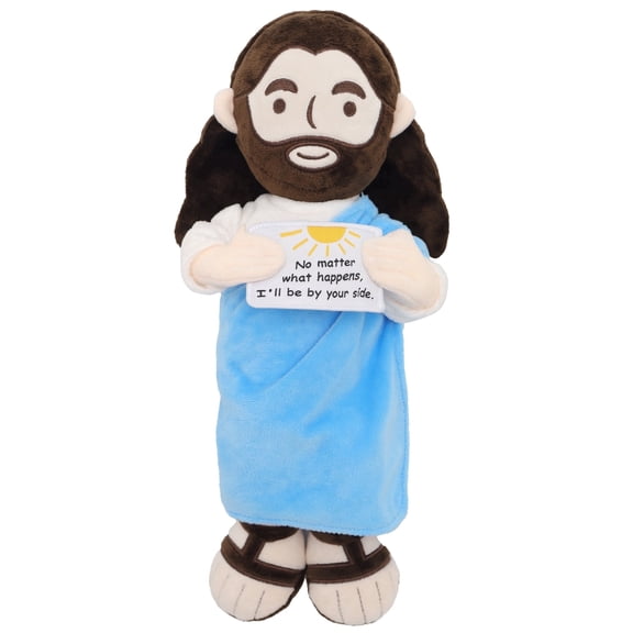 13.4"/34cm Positive Jesus Plush Doll, Christian Stuffed Toy For Kids, Religious Gift For Christening, Baptism, Easter, Sunday School, Nursery Decor, Faith Keepsake