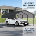 thumbnail image 3 of 20'x20' Heavy Duty Metal Carport with Galvanized Steel Roof, Outdoor Garage Car Shelter for 2 Cars, Truck, Boat & RV, 3 of 8