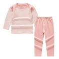 thumbnail image 4 of SERTG Kids Round Neck Solid Color Thermal Base Layer Top and Bottoms Pants Set Fall Winter Cozy Warm Underwear Set for Children 2-14 Years(Pink,2 Years), 4 of 9