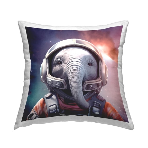 Stupell Industries Elephant Space Astronaut Decorative Printed Throw Pillow, 18 x 18