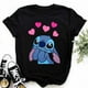 thumbnail image 2 of Camiseta Kawaii stitch para mujer, Tops de verano, camisetas con estampado de corazón de dibujos animados, camiseta de Anime, ropa para mujer, 2 of 4