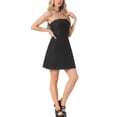 thumbnail image 4 of Vestido de mezclilla sin mangas para mujer Inspire Chic, mini vestido M negro, 4 of 6