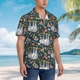 thumbnail image 5 of Balery Cute Sloth Print Men's Hawaiian Shirts Short Sleeve Beach Shirt Relaxed Fit Vacation Button Down Shirts-, 5 of 9