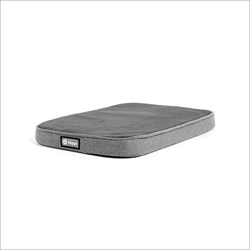 Diggs Snooz Crate Pad, CertiPURUS Memory Foam Dog Bed, Medium, Gray