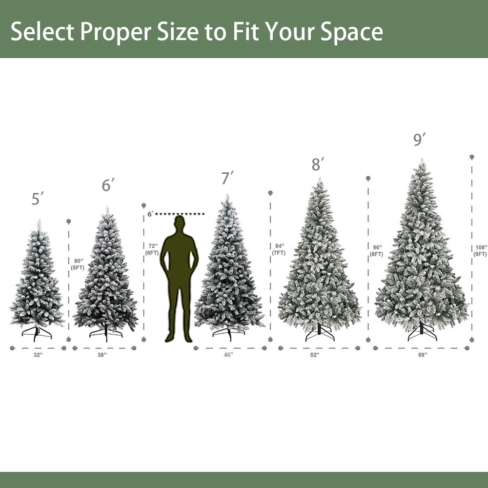 Abble 6 ft Pre-Lit Premium Snow Flocked Hinged Artificial Christmas Tree with 400 Warm White LED Lights