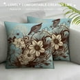 thumbnail image 3 of Leisuo Throw Pillow Cushion Cover, Murky Background with Swirls and Petal Retro Graphic, Decorative Square Accent Pillow Case, Brown white, 3 of 5