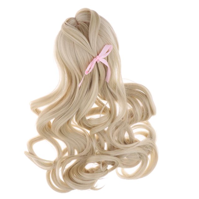 Peluca de parte Central Rizada Larga oro claro Sunnimix para muñeca 1/3 BJD Doll Wig