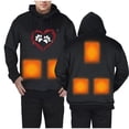 thumbnail image 4 of Unisex Heated Hoodie Fast Warm Up 5 Heat Zones Usb Constant Temperature Warm Pullover Hoodie Love Print Heart Heated Tops Winter Outdoor Long Sleeve Warm Sweatshirt Regular Fit Hoodie for Women, 4 of 8