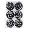 thumbnail image 7 of hiryomu 6Pcs Christmas Balls White Black Strip Hand-painted 6cm/8cm with Hanging Rope Home Decoration Festive Ornament Balls, 7 of 7