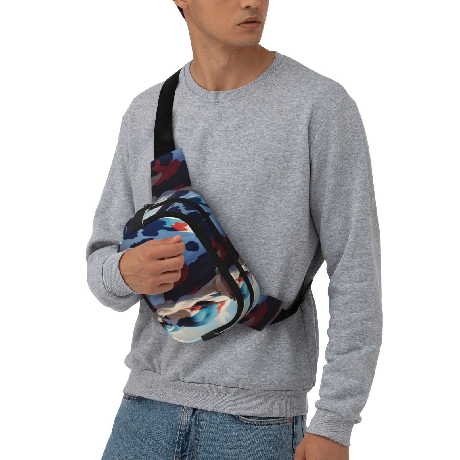 Picia Colorful Cow Pasture Print Square Double-Layer Waist Bag Mini Adjustable Waist Belt Bag Exercise Running Travel Hiking
