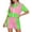 Pink, variant on Women Color Block Short Sleeve Tracksuit Set, Stand Collar Half Zip Windbreaker Top & Elastic Waist Shorts Summer Outfit