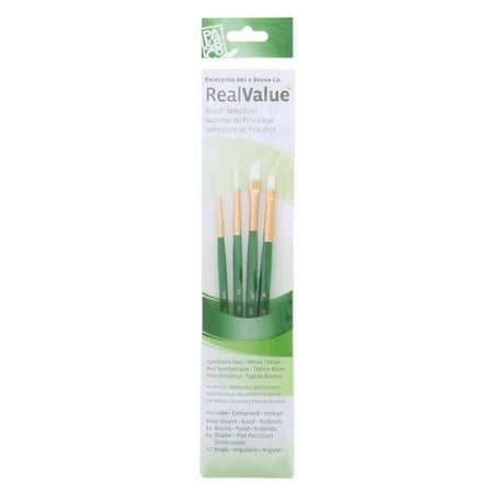 UPC: 0757063918529 | Princeton Brush Real Value 4-Brush White Taklon Brush Set  Round 3/0  3  Shader 4  Angle 1/4