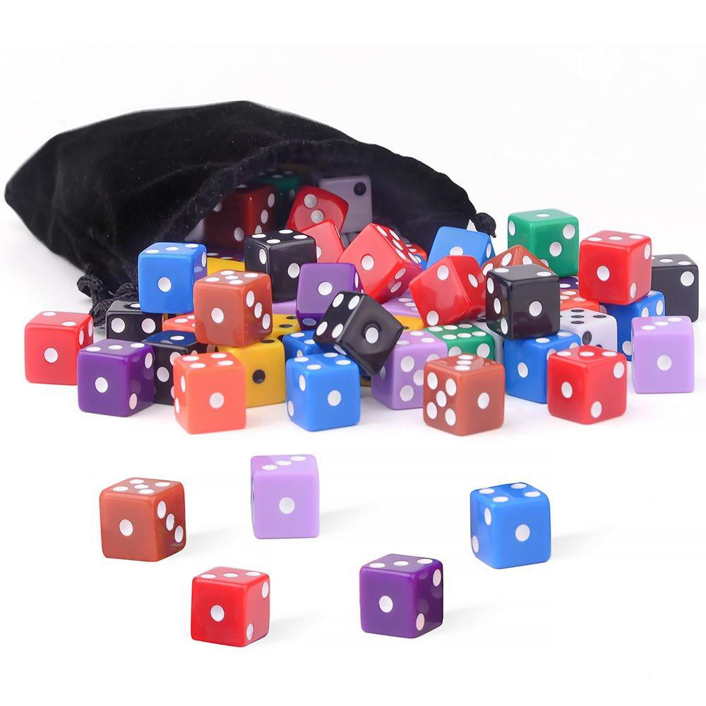 AUSTOR 100 Pieces 6 Sided Dice Set 10 x 10 Pearl Colors Square Corner Dice with 