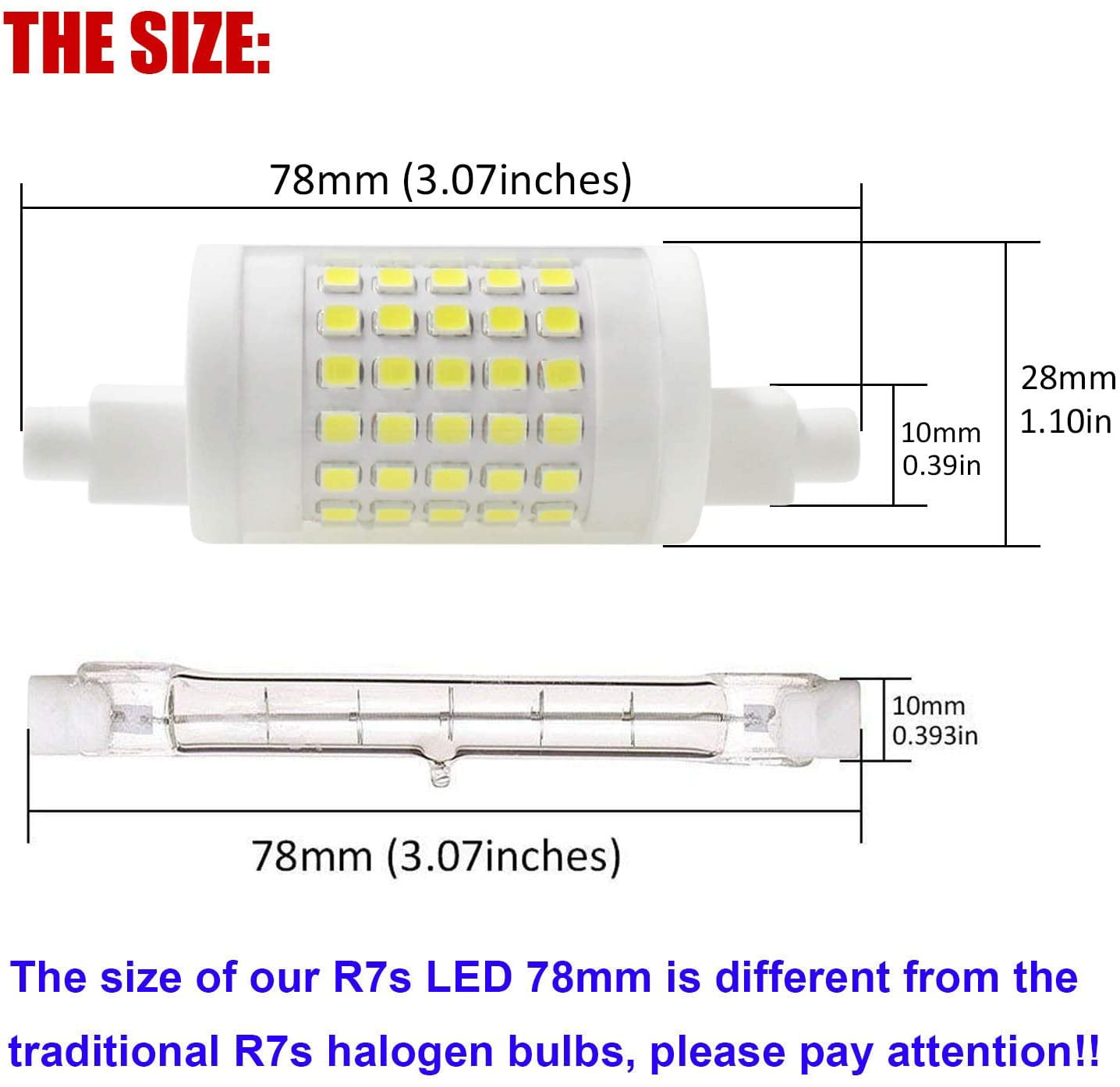 4 Pack KOSHSH R7S LED Bulb 78mm Dimmable 10W Double Ended LED Bulbs R7S J78 T3 Base Bulb Floodlight Halogen Bulb Replacement 2700K Landscape Lights