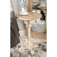 thumbnail image 3 of DecMode 16" x 23" White Wood Distressed Pedestal Scroll Accent Table with Brown Wood Top, 1-Piece, 3 of 12