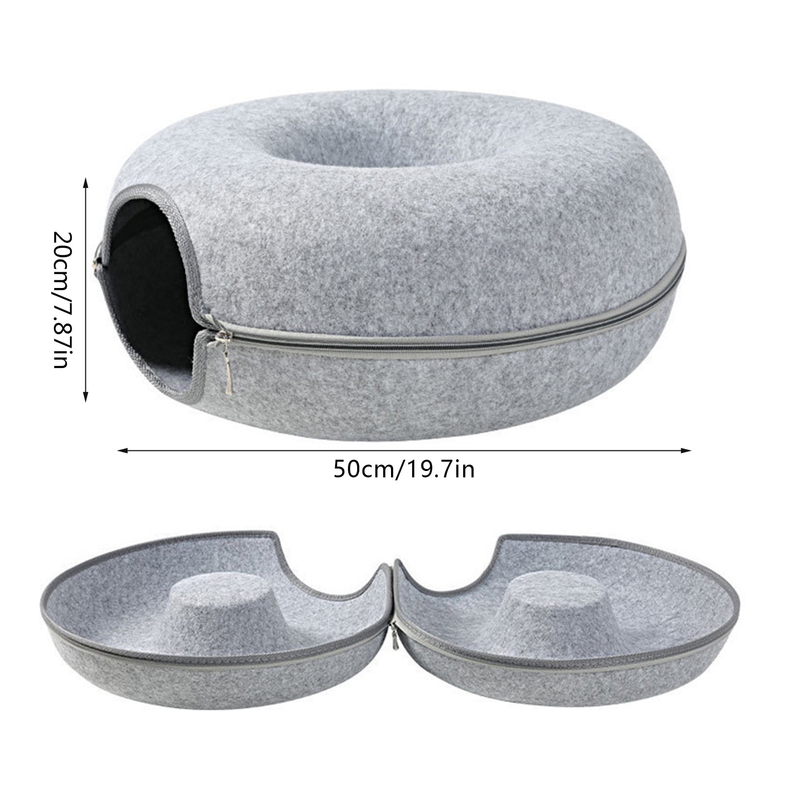 Thicken Round Tunnel Bed Cats Removable Round Toy Felt with Peephole Tube House for Small Pet Kitten