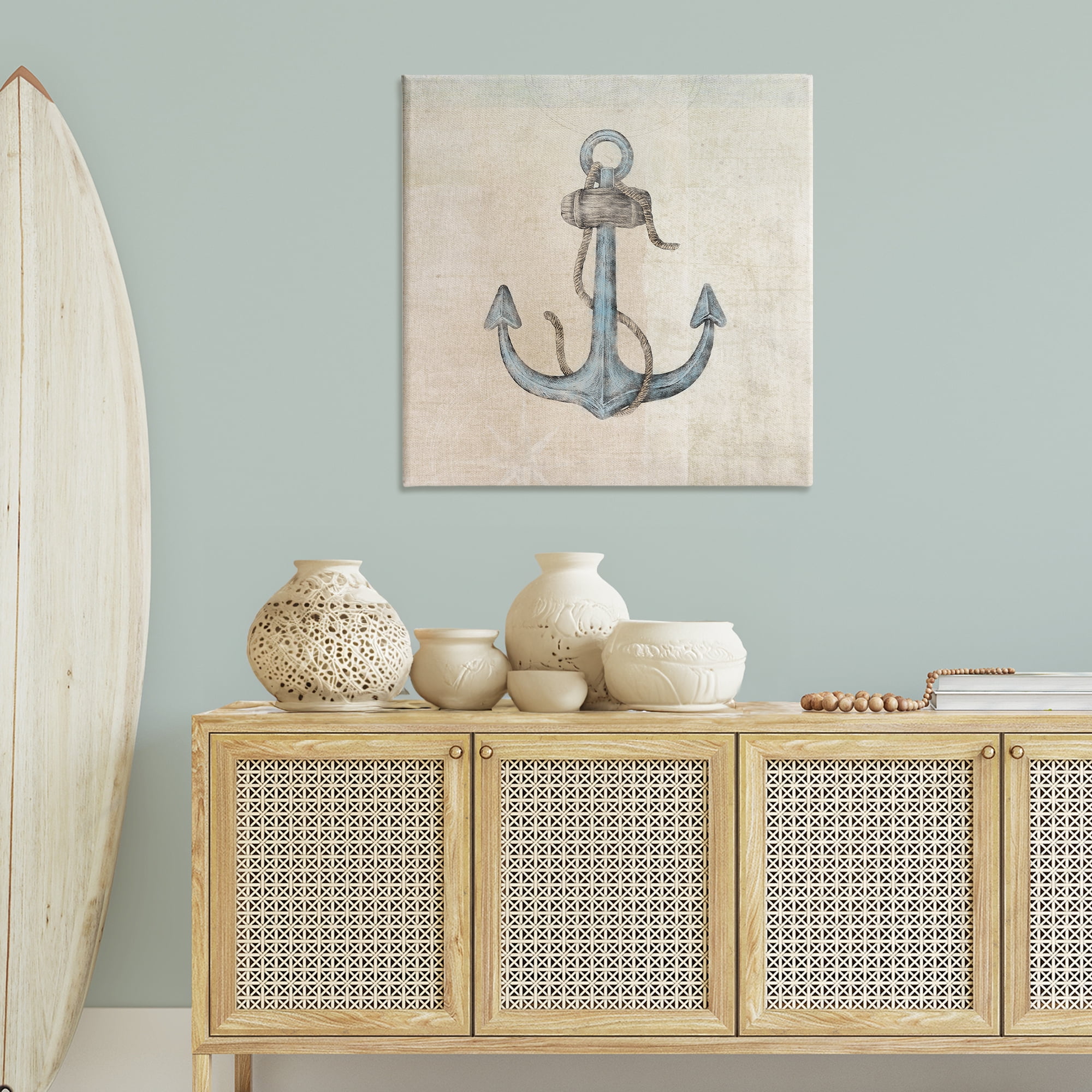 Stupell Industries Rustic Maritime Anchor Nautical & Beach Painting Wrapped Canvas Art Print Wall Art, 36 x 36