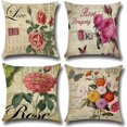 thumbnail image 1 of Funda de cojín con diseño de hojas de flamenco y árbol de flores, funda de almohada para sofá, hogar, sala de estar, dormitorio, decoración del hogar, 45x45cm, juego de 4, 1 of 5