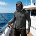 thumbnail image 7 of Men's Hooded Long Sleeve Sun Protection Shirt - UPF 50+ Lightweight Breathable Pullover with Face Mask & Zipper Pocket - Quick-Dry Outdoor Fishing & Hiking Top for Summer Dark Gray S, 7 of 7