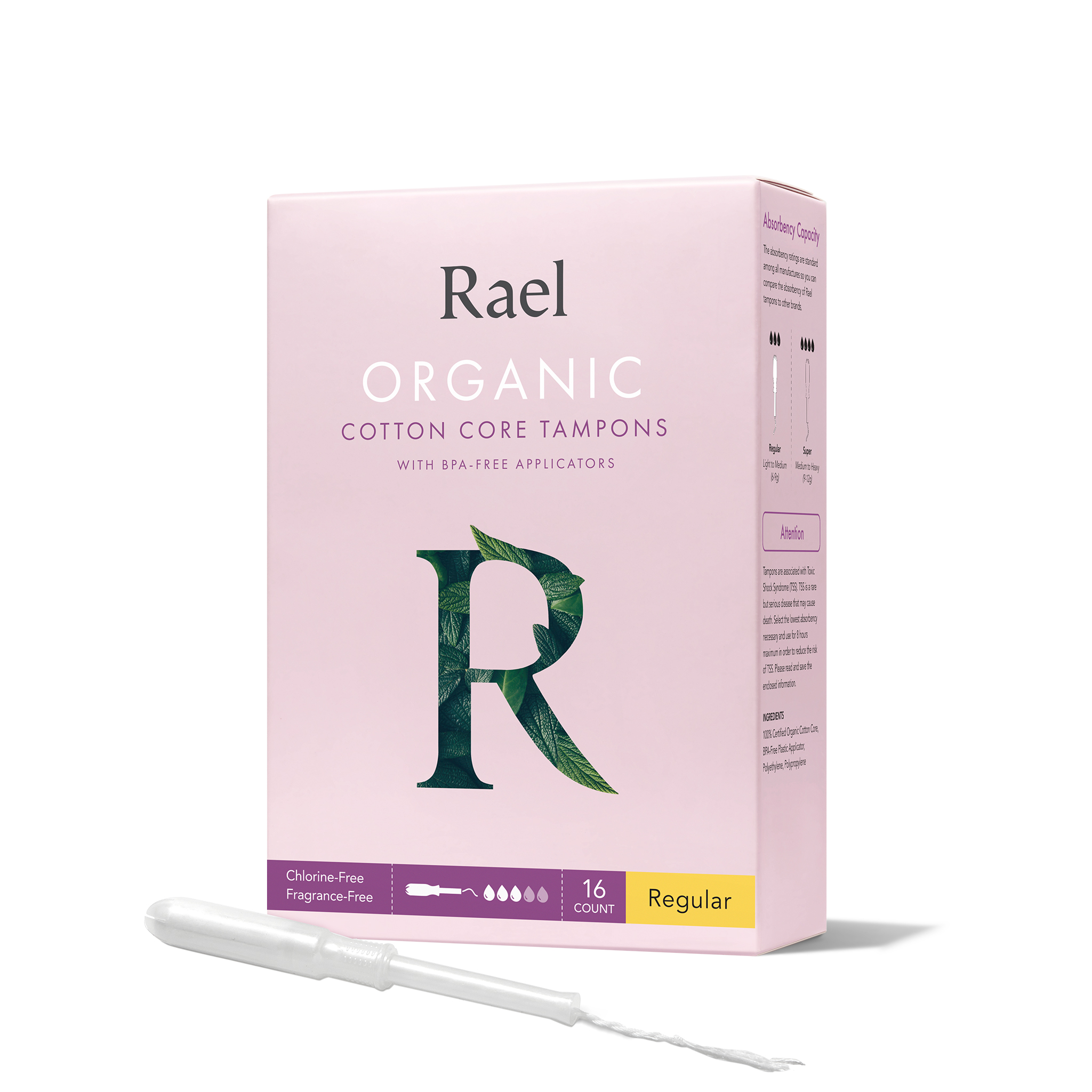 Rael Organic Cotton Regular Tampons with BPAFree Applicator Walmart