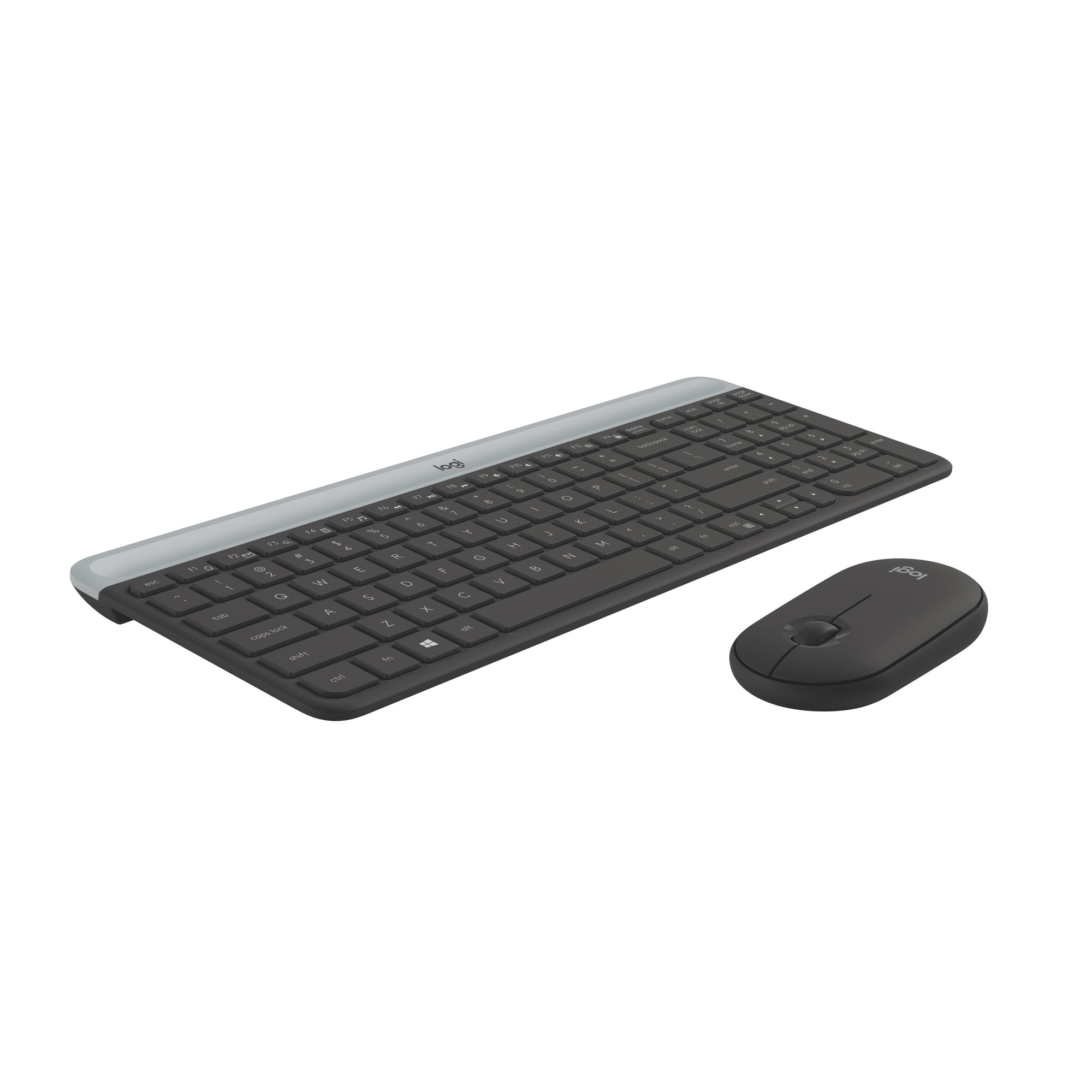 Logitech Slim Wireless Keyboard and Mouse Combo - Low Profile Compact Layout, Ultra Quiet Operation, 2.4 GHz USB Receiver with Plug and Play Connectivity, Long Battery Life, Graphite