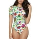 thumbnail image 1 of Balery Paisley Body de cuello redondo de manga corta para mujer Tops de manga corta Tops básicos-Small, 1 of 7