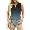 thumbnail image 6 of Jalioing Women's Tank Tops Fashion V Neck Button Sleeveless Tank Shirts Summer Trendy Casual Gradient Shirts, 6 of 7