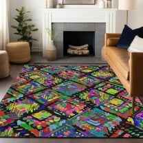 Addison Rugs Chantille Indoor/Outdoor Transitional Diamonds Black Washable Rectangle Rug, 8' x 10'