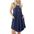 thumbnail image 1 of Lucakuins Mini vestido de verano para mujer, casual, sin mangas, cuello redondo, color sólido, vestido sin mangas Lucakuins moda, 1 of 3