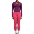 thumbnail image 4 of BODOAO Women's Workout Set, Long Sleeve Full Zip Jacket and High Waisted Leggings, Two Piece Athletic Tracksuit, Slim Fit Activewear for Yoga Gym Purple M, 4 of 7