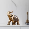 thumbnail image 3 of Estatua de elefante de la suerte, escultura de resina dorada, figura de buena fortuna Feng Shui Pies cerrados M, 3 of 7