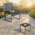 thumbnail image 2 of Aiho 3 Pieces Outdoor Bistro Set with Glass Table, Patio Rattan Furniture Set with Soft Cushions for Balcony, Backyard, Garden, Pool, Black, 2 of 6