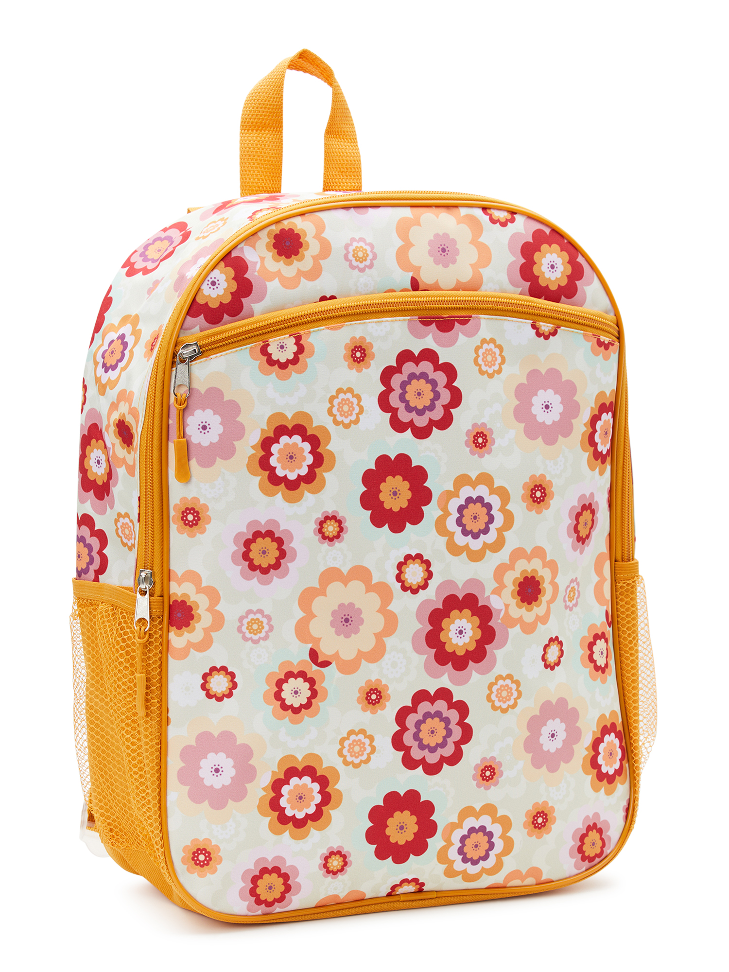 Wonder Nation Kids 16" Laptop Backpack, Hippie Floral Ochre Harvest