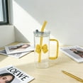 thumbnail image 3 of WEGFTDUOP Valentine's Day 400ml Glass Water Cup With Handle Cover Glass Straw And Detachable Butterflys Decoration, 3 of 7