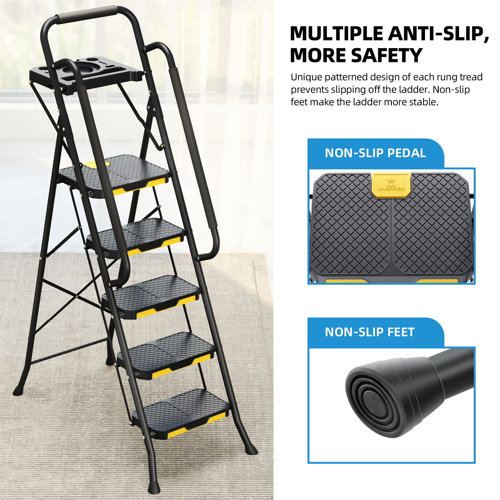 Kingrack 5-Step Folding Ladder, 800 Lb Capacity photo 7