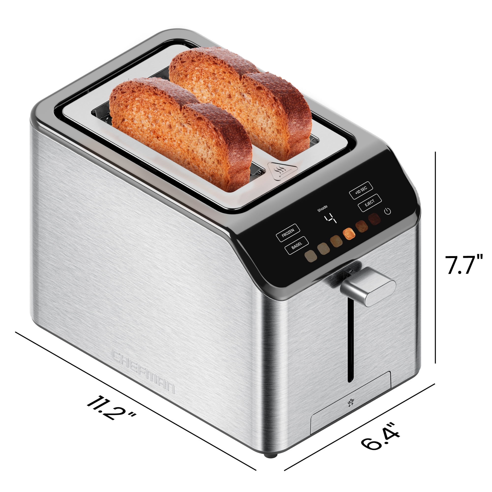 Chefman Smart Touch 2 Slice Digital Toaster with 6 Touchscreen Shade Settings – Stainless Steel