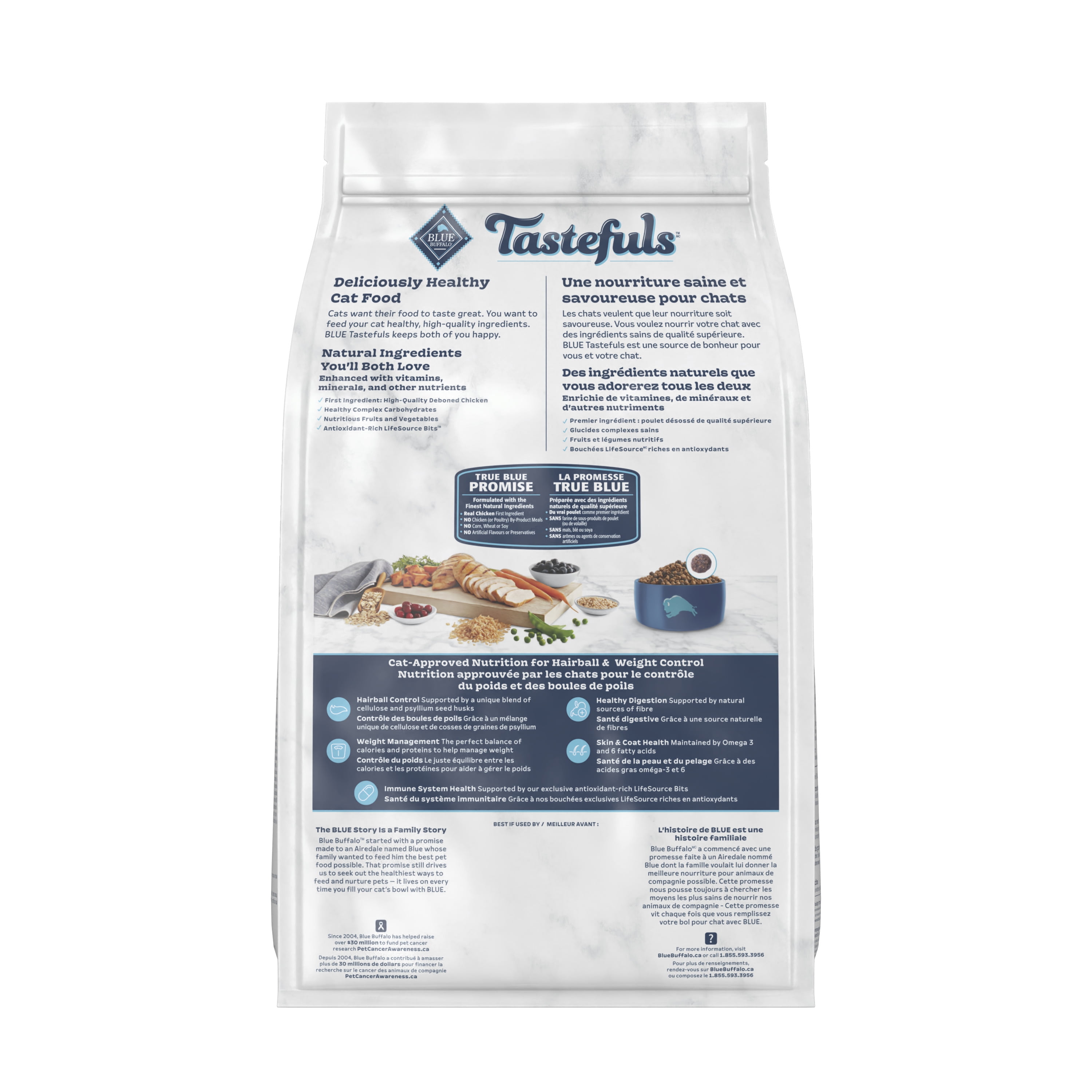 Blue Buffalo Tastefuls Adult Indoor Hairball Weight Control Natural Adult Dry Cat Food, Chicken & Brown Rice, 2.2kg