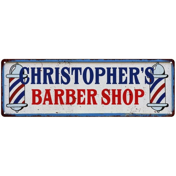 CHRISTOPHER'S Barber Shop Hair Salon Vintage Look Metal Sign Retro 106180031080