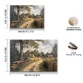 thumbnail image 3 of Vintage Golden Frame Canvas Wall Art - Countryside Landscape with Wooden Fence & Tree-Lined Path, Horizontal Ink on Canvas Painting for Living Room, Bedroom, Office Decor, Ready to Hang, Canvas Wall, 3 of 10
