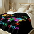 thumbnail image 2 of Map Blanket One Nation Under God Fleece Throw Blankets Black Colorful Map Fluffy Blanket Map Sherpa Throws and Blankets (Throw 50"x60"), 2 of 6