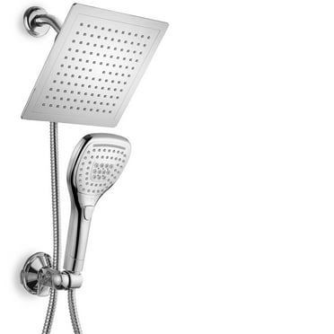 9" Rainfall Shower Combo - Handheld, Push-Button Control, Chrome Finish