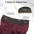 thumbnail image 4 of Invisible Wire Hair Extensions with Transparent Wire Adjustable Size 4 Secure Clips Long Wavy Secret Hairpiece (24 Inch, Burgundy), 4 of 8
