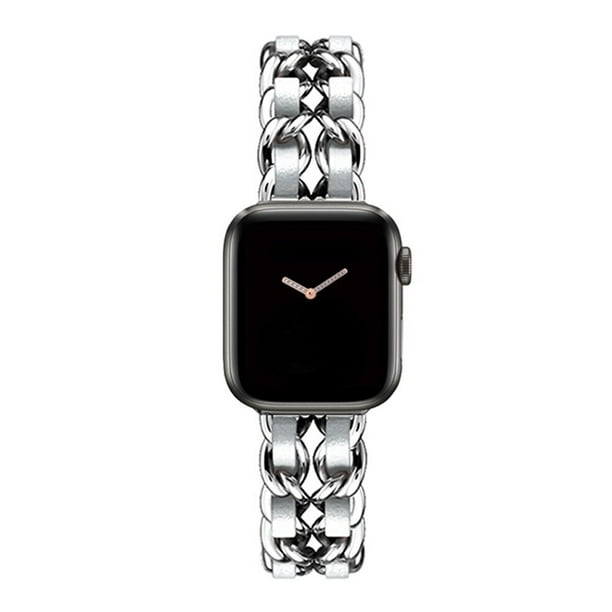 Pulsera de oro para mujer para Apple Watch Band 8 Ultra 49mm 7 SE 6 5 4 3 41mm 45mm 38/42mm 44 40mm Correa Lady Metal Leather Bracelet Tan Jianjun unisex