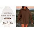 thumbnail image 5 of Wyobmus Plus Size Hoodies for Women Long Sleeve Drawstring Hooded Sweatshirts Crewneck Comfy Pullover Tops Fall Fashion Clothes S-5X Olive Green, 5 of 9