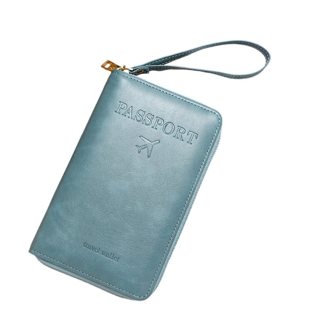 Cartera de viaje para pasaporte para hombres y mujeres, con bloqueo RFID, funda protectora para pasaporte, organizador de viaje multicompartimento para billetes, tarjetas y dinero en efectivo,