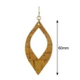thumbnail image 3 of Women's Textured Open Cut Almond Shaped Dangle Pierced Earrings, Wood Light Brown, 3 of 3