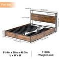 thumbnail image 5 of LED Full Bed Frame with Storage Headboard & 4 Drawers, Industrial Metal Platform Bed with Power Charging Station & USB Ports, 5 of 10