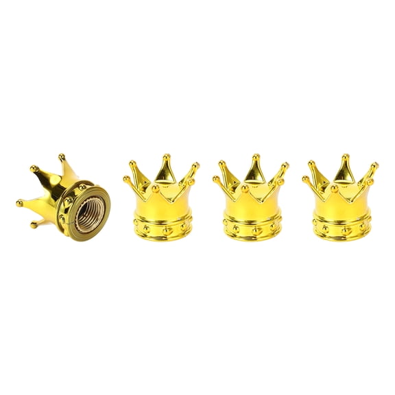 Tire Valve Stem Caps 12.8MM Car Wheel Valve Cap Gold Tone Crown Style for Car Bike Motorcycle Truck 4pcs